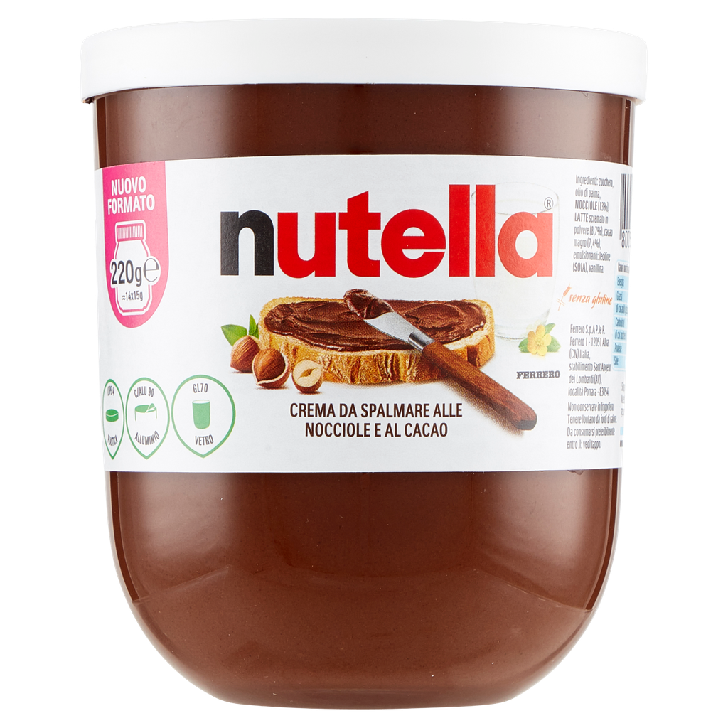 Ferrero Nutella Haselnuss-Kakao-Aufstrich im 220-g-Glas