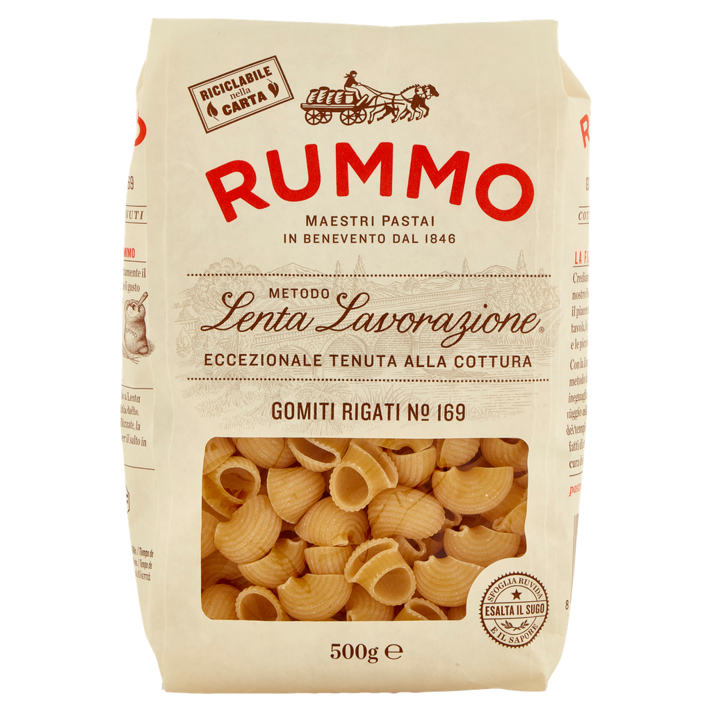 Rummo Gomiti Rigati Nr. 169 – geriffelte Hörnchennudeln, 500 g