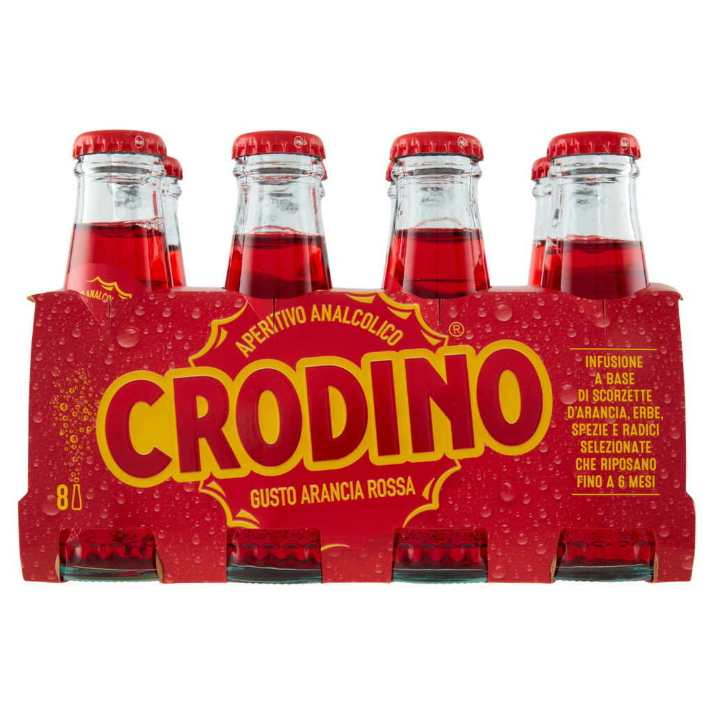 Crodo Crodino alkoholfreier Aperitif mit Blutorange, 8 Flaschen à 100 ml