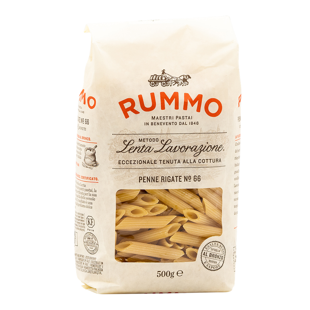 Rummo Penne Rigate Nr. 66 – gerillte Hartweizenpasta, 500 g