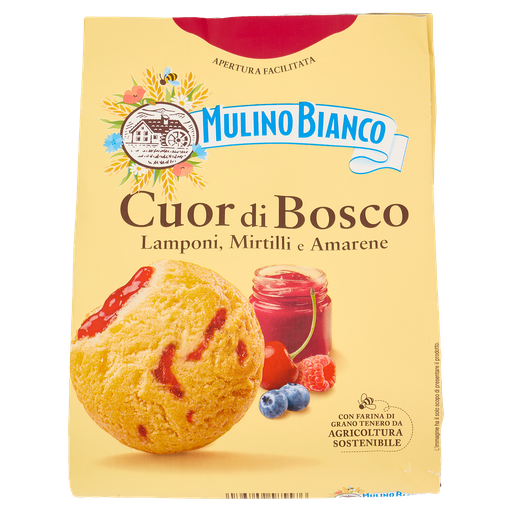 Mulino Bianco Cuor di Bosco 300 g – gefüllte Kekse mit Waldfrüchten und Sauerkirsche