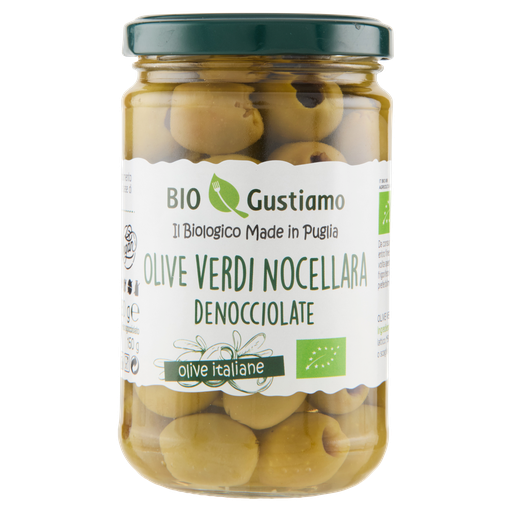Bio Gustiamo Olive Nocellara denocciolate 280 g – olive verdi biologiche